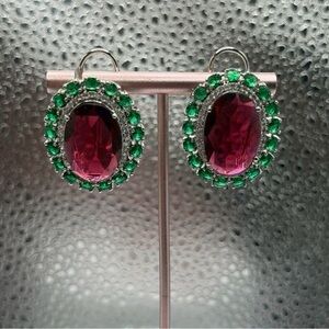 Red and Green Gemstone Earrings